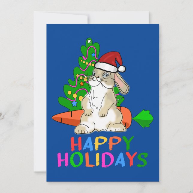 Funny Bunny Happy Holidays Holiday Card (Front)