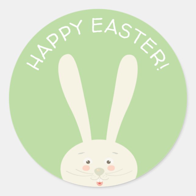 FUNNY BUNNY Hapy Easter Eggs Hunt Party Classic Round Sticker (Front)