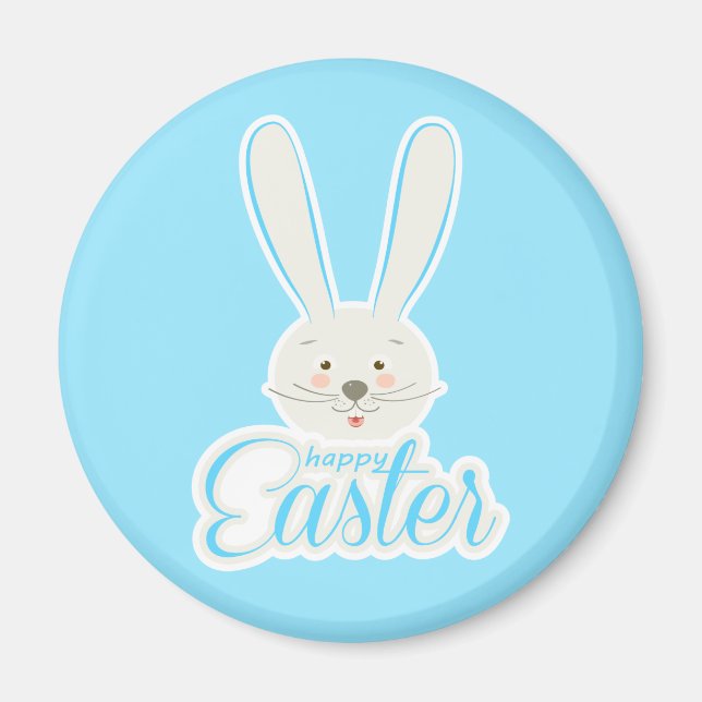 FUNNY BUNNY Hapy Easter Eggs Hunt Party Magnet (Front)