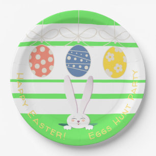 FUNNY BUNNY Hapy Easter Eggs Hunt Party Paper Plate