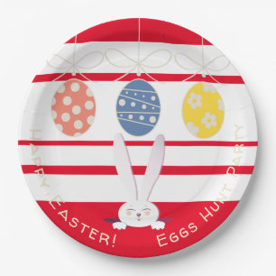 FUNNY BUNNY Hapy Easter Eggs Hunt Party Paper Plate