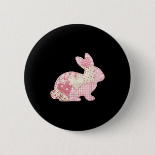 Funny Bunny Heart Floral Patchwork Rabbit Happy Ea 6 Cm Round Badge