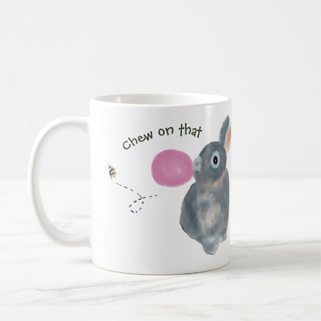 Funny Bunny Mug – Watercolor Rabbit illustration  (Left)