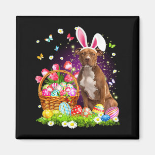 Funny Bunny Pitbull Dog Easter Eggs Magnet