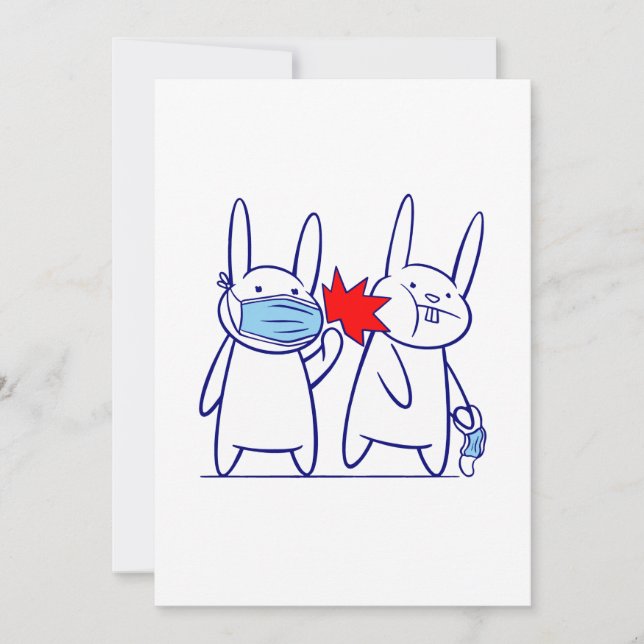 funny bunny rabbit face mask covid coronavirus invitation (Front)