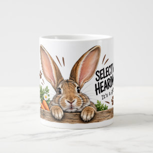 Funny Bunny Rabbit mug, Selective Hearing Large Coffee Mug