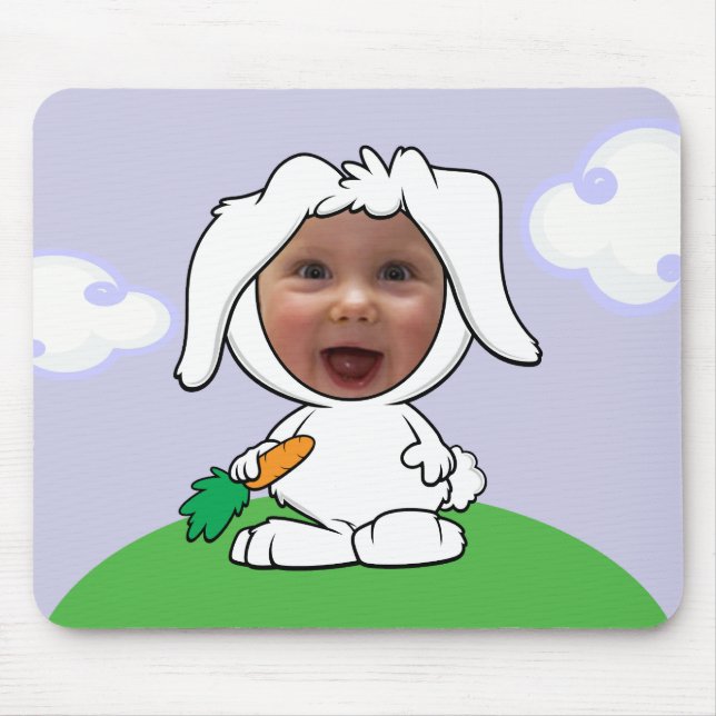 Funny Bunny Rabbit Photo Face Template Mouse Mat (Front)