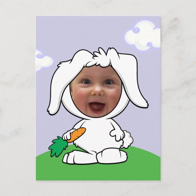 Funny Bunny Rabbit Photo Face Template Postcard (Front)