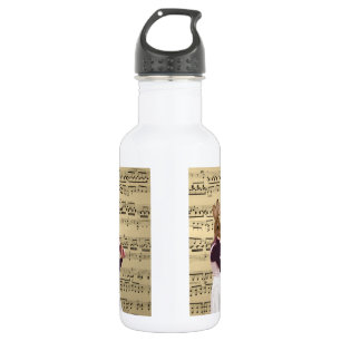 Funny bunny rabbit violinist 532 ml water bottle