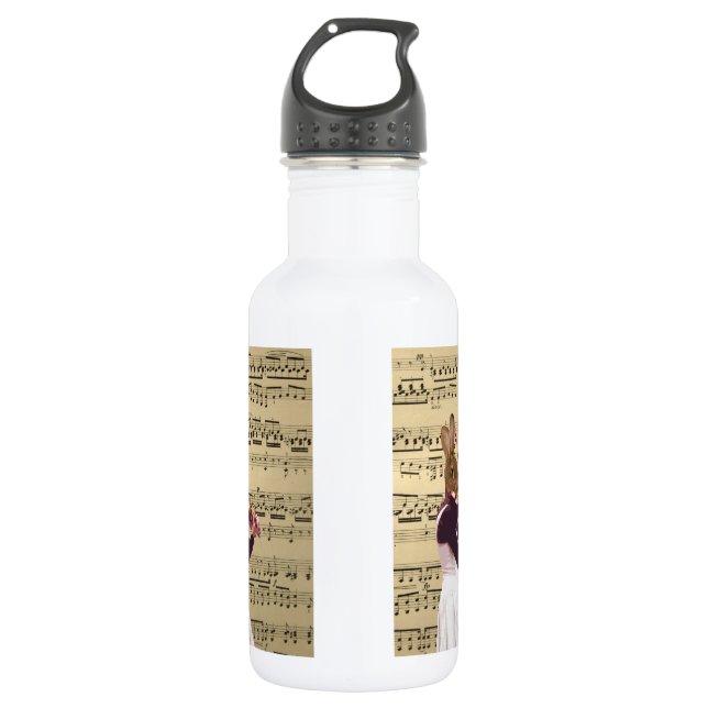 Funny bunny rabbit violinist 532 ml water bottle (Front)