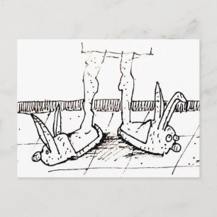 Funny Bunny Slippers Cartoon  Postcard