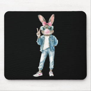 Funny Bunny Sungles Rabbit Coquette Bow Easter Tre Mouse Mat