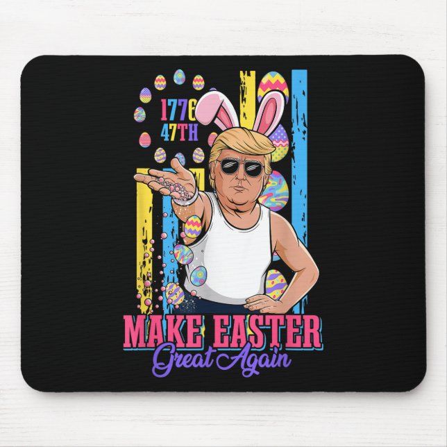 Funny Bunny Trump 47th Salt Bae Meme Make Easter G Mouse Mat (Front)