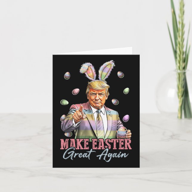 Funny Bunny Trump Make Easter Great Again Rabbit H Card (Front)