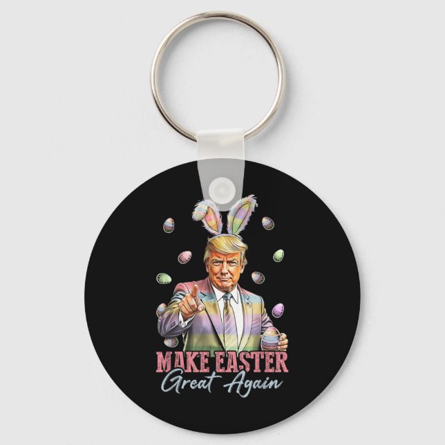 Funny Bunny Trump Make Easter Great Again Rabbit H Key Ring (Front)