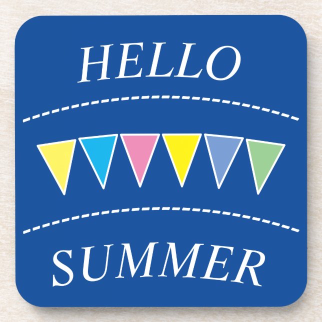 Funny Bunting Hello Summer Coaster (Front)