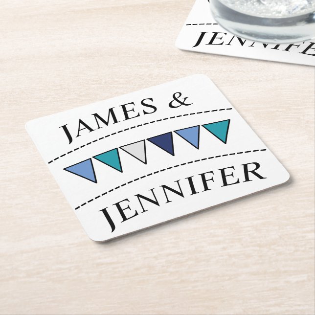 Funny Bunting Names Square Paper Coaster (Angled)