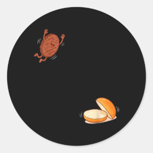 Funny Burger Jumng Into Bun Patty BBQ High Dive Classic Round Sticker