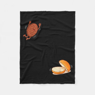 Funny Burger Jumng Into Bun Patty BBQ High Dive Fleece Blanket