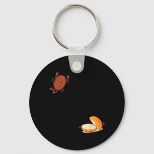 Funny Burger Jumng Into Bun Patty BBQ High Dive Key Ring