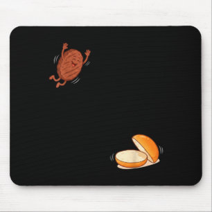 Funny Burger Jumng Into Bun Patty BBQ High Dive Mouse Mat