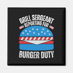 Funny Burger Lovers American Usa Flag Happy 4th Of Magnet