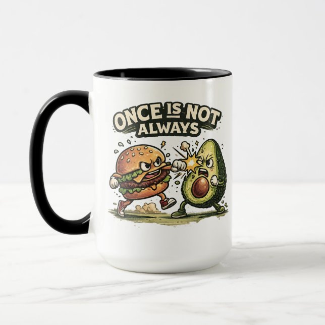 Funny Burger vs Avocado Mug (Left)