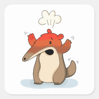 Funny Burnout Anteater Illustration Square Sticker