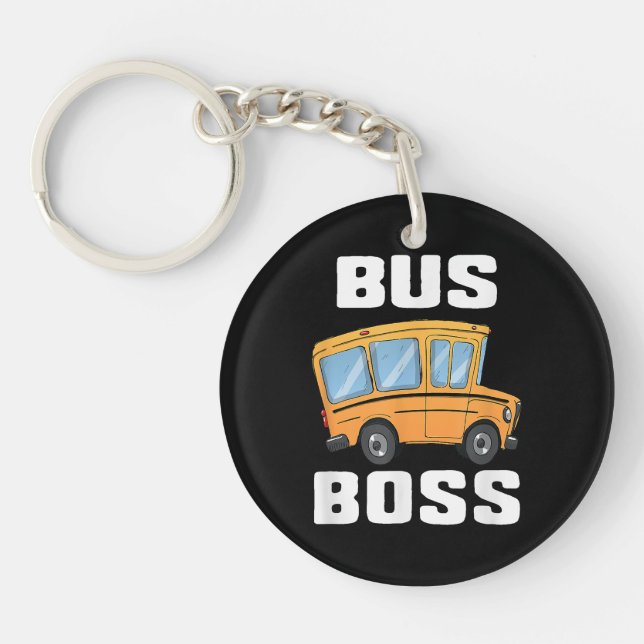 Funny Bus Boss School Bus Driver Key Ring (Front)