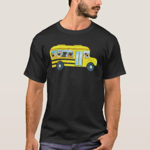 Funny Bus Dog Bulldog In Hippie Truck Driver Dog L T-Shirt