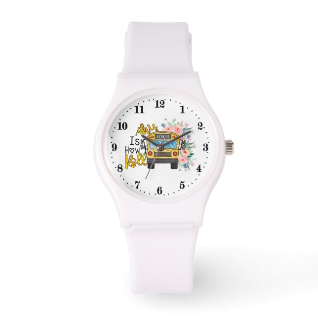 Funny Bus driver roll word art  Watch (Front)