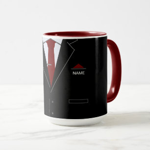 Funny Business Mug Black Suit with Custom Name