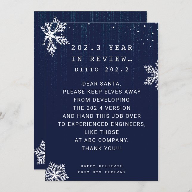 Funny Business Year in Review Engineer Christmas Holiday Card (Front/Back)