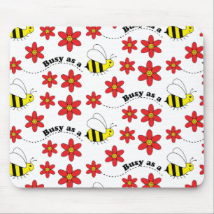 Funny Busy Little Bumble Bee Pattern Cute Mouse Mat