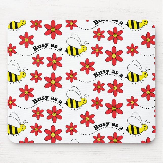 Funny Busy Little Bumble Bee Pattern Cute Mouse Mat (Front)