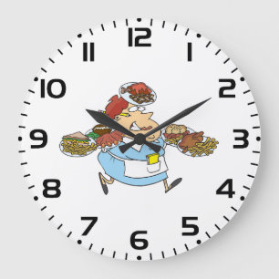 Funny Busy Waitress Overworked Server Large Clock