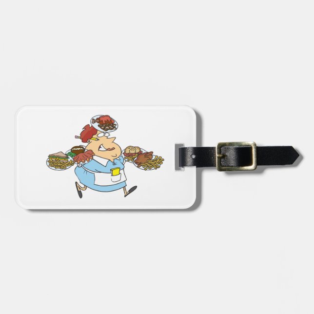 Funny Busy Waitress Overworked Server Luggage Tag (Front Horizontal)
