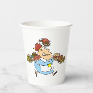 Funny Busy Waitress Overworked Server Paper Cups