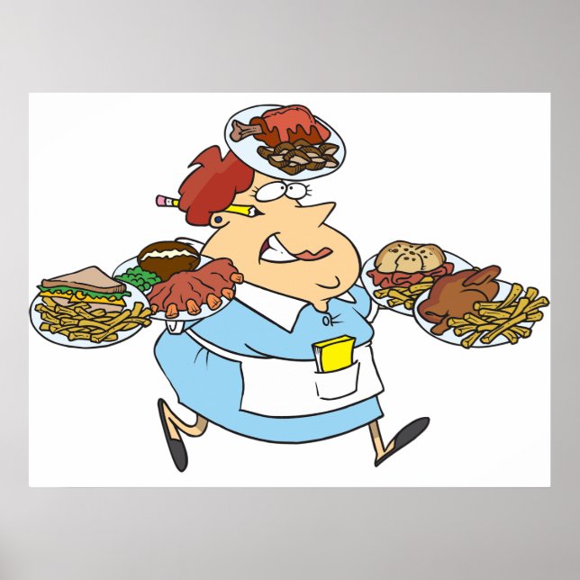 Funny Busy Waitress Overworked Server Poster (Front)