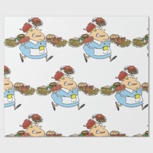 Funny Busy Waitress Overworked Server Wrapping Paper