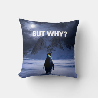 Funny BUT WHY Penguin Pillow