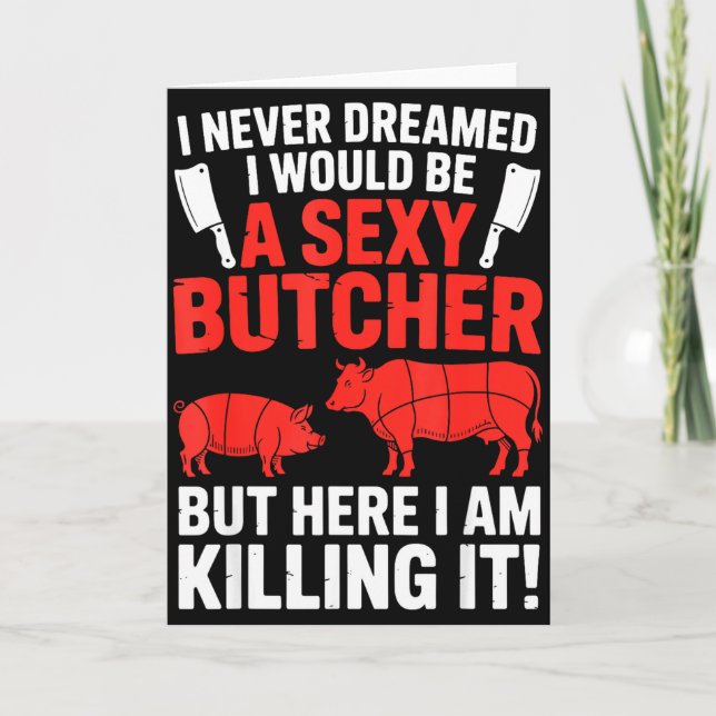 Funny Butcher Design For Men Women Butchery Meat B Card (Front)