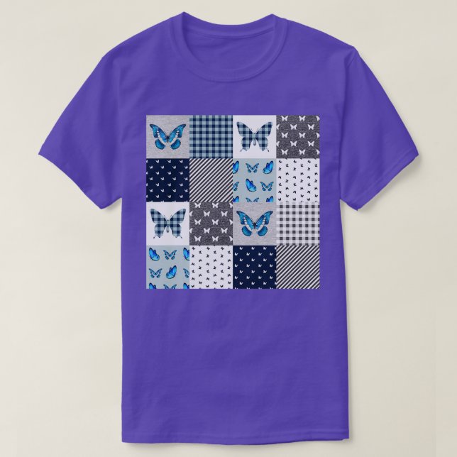 Funny Butterfly Mint Plaid T-Shirt (Design Front)