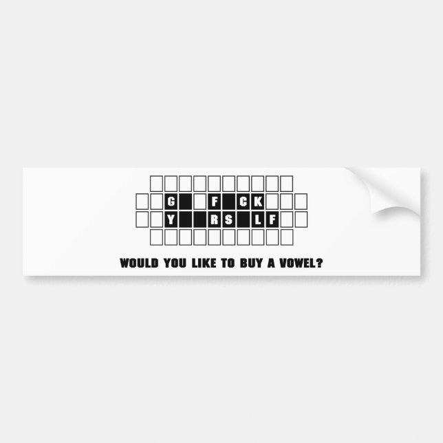 Funny buy a vowel bumper sticker (Front)