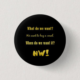 Funny Buy a Vowel — Now! 3 Cm Round Badge