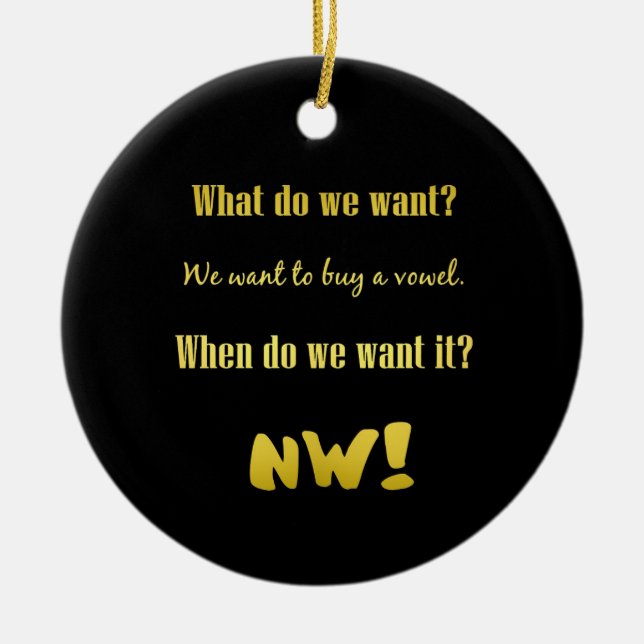 Funny Buy a Vowel — Now! Ceramic Tree Decoration (Front)