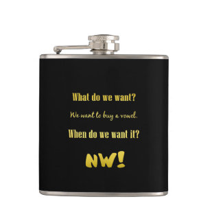 Funny Buy a Vowel — Now! Hip Flask