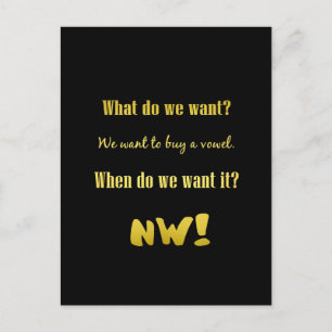 Funny Buy a Vowel — Now! Postcard