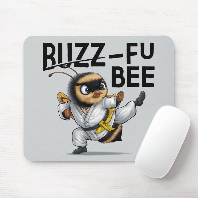 Funny Buzz-Fu Bee Martial Arts Mouse Mat (With Mouse)