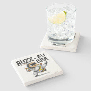 Funny Buzz-Fu Bee Martial Arts Stone Coaster